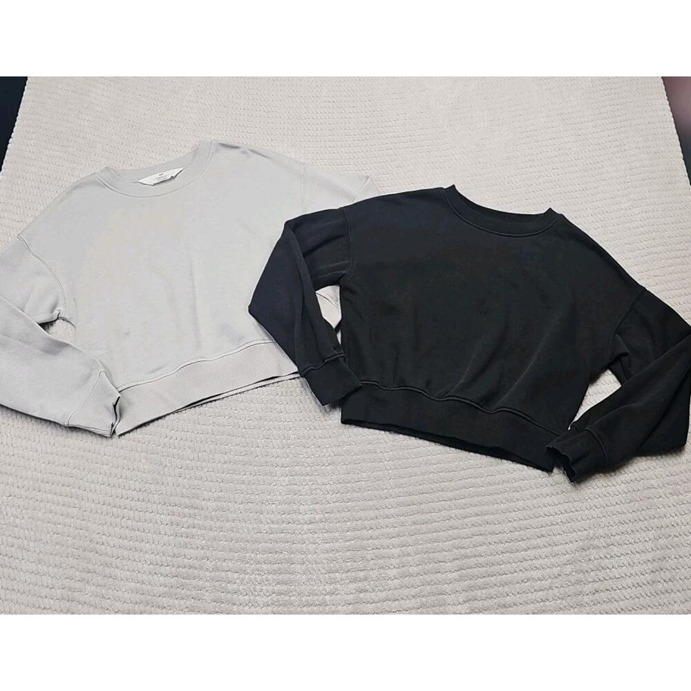 H&M Sweatshirts Girls 8/10 Gray & Black Pullover Crew Neck